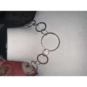 Chico's Silver Tone Circle Link Toggle Necklace